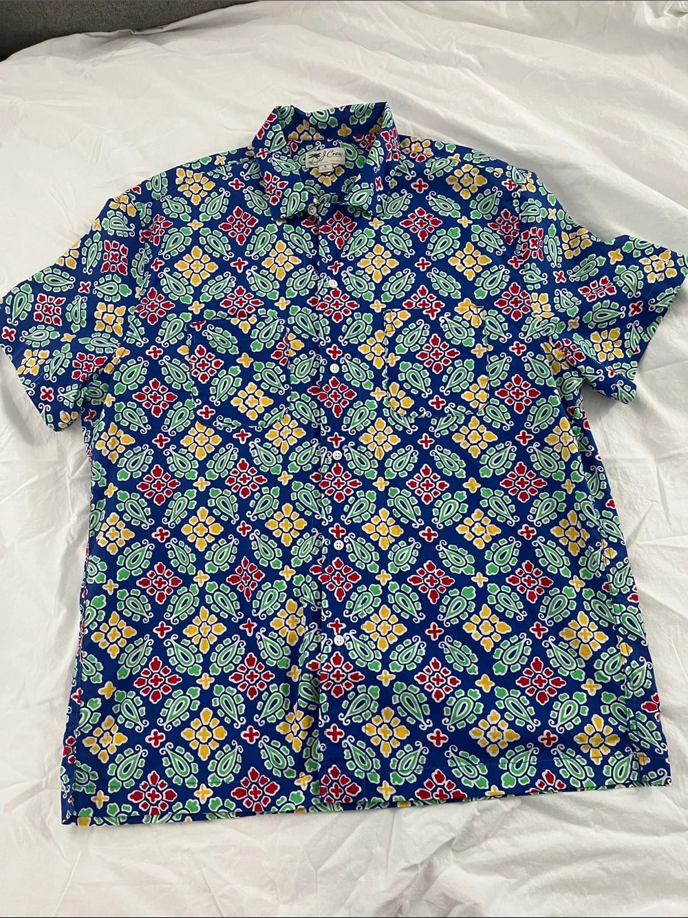 Men's Short-Sleeve Patterned Shirt - Blue Multi